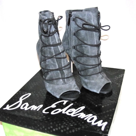 Sam Edelman Shoes - NIB Sam Edelman Asher 5 Gray Suede Lace Up Bootie